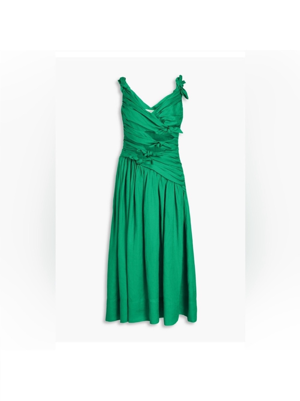 ZIMMERMAN Green V-Neck Gathered Waist Sundress SZ 4